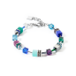 Coeur de Lion - Bracelet GéoCube acier et cristaux multicolores - Réf 2838/30-0608