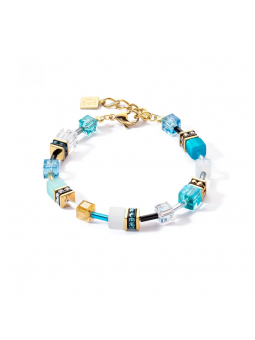 Coeur de Lion - Bracelet GéoCube acier doré et cristaux multicolores - Réf 2838/30-0616