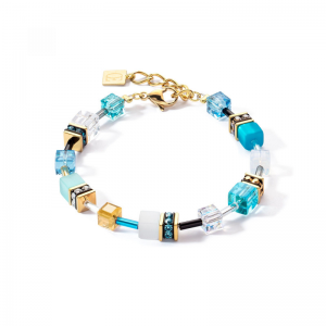 Coeur de Lion - Bracelet GéoCube acier doré et cristaux multicolores - Réf 2838/30-0616