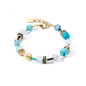 Coeur de Lion - Bracelet GéoCube acier doré et cristaux multicolores - Réf 2838/30-0616