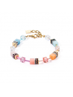 Coeur de Lion - Bracelet GéoCube acier et cristaux multicolores - Réf 2838/30-2028