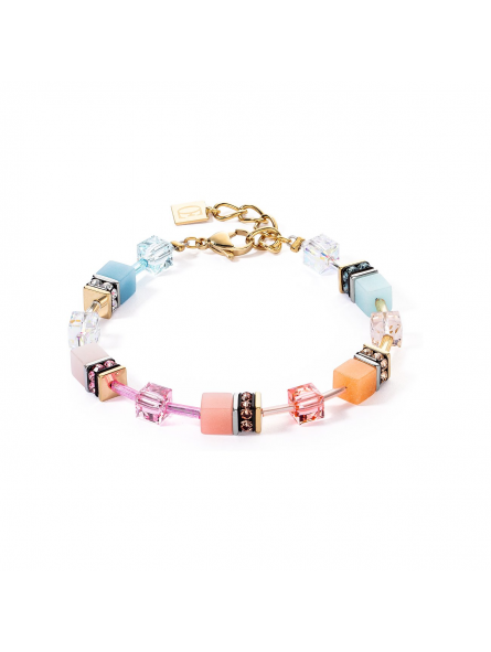 Coeur de Lion - Bracelet GéoCube acier et cristaux multicolores - Réf 2838/30-2028