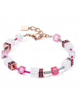 Coeur de Lion - Bracelet GéoCube acier et cristaux multicolores - Réf 3018/30-0400