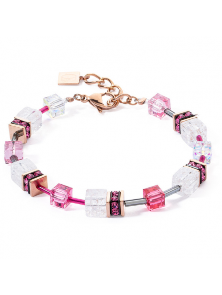 Coeur de Lion - Bracelet GéoCube acier et cristaux multicolores - Réf 3018/30-0400