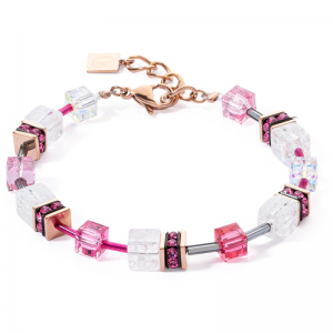 Coeur de Lion - Bracelet GéoCube acier et cristaux multicolores - Réf 3018/30-0400