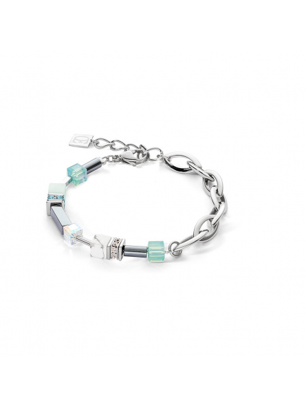 Coeur de Lion - Bracelet GéoCube acier et cristaux multicolores - Réf 4510/30-0522