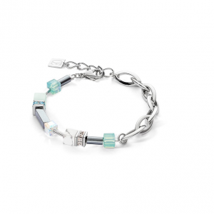 Coeur de Lion - Bracelet GéoCube acier et cristaux multicolores - Réf 4510/30-0522
