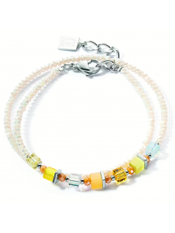 Coeur de Lion - Bracelet GéoCube acier et cristaux jaunes - Réf 4564/30-0100