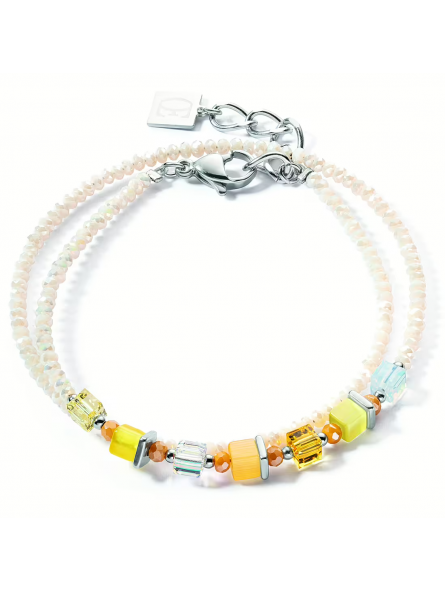 Coeur de Lion - Bracelet GéoCube acier et cristaux jaunes - Réf 4564/30-0100