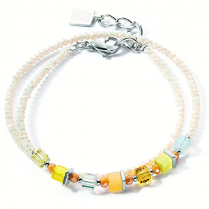 Coeur de Lion - Bracelet GéoCube acier et cristaux jaunes - Réf 4564/30-0100