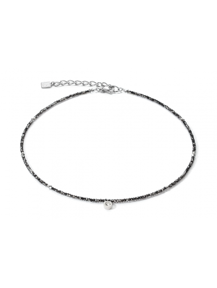 Coeur de Lion - Collier acier, cristaux noirs - Réf 5033/10-1200