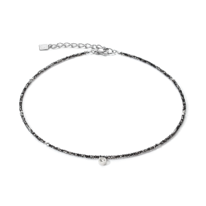 Coeur de Lion - Collier acier, cristaux noirs - Réf 5033/10-1200