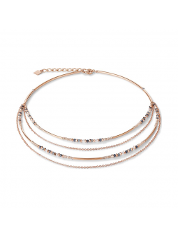 Coeur de Lion - Collier GéoCube acier multirang et cristaux multicolores - Réf 5040/10-1200