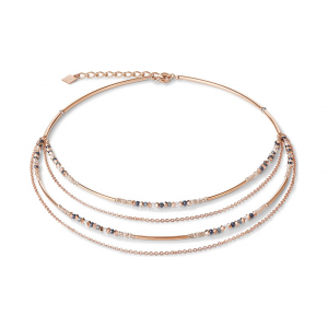 Coeur de Lion - Collier GéoCube acier multirang et cristaux multicolores - Réf 5040/10-1200