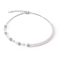Coeur de Lion - Collier GéoCube acier, cristaux et perles d'eau douce - Réf 5086/10-1400