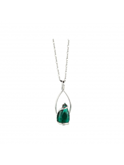Marazzini - Collier métal rhodié Florence, cristal émeraude - Réf GOSFLEMCC9