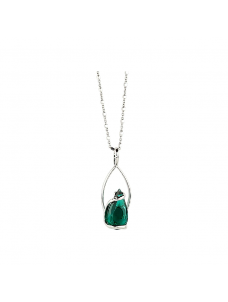 Marazzini - Collier métal rhodié Florence, cristal émeraude - Réf GOSFLEMCC9