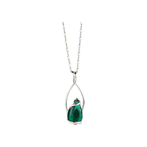 Marazzini - Collier métal rhodié Florence, cristal émeraude - Réf GOSFLEMCC9