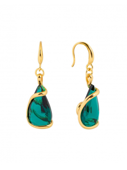 Marazzini - Boucles d'oreilles métal doré, cristal émeraude - Réf GOSFLEMOE1