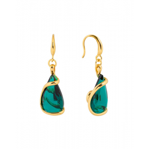Marazzini - Boucles d'oreilles métal doré, cristal émeraude - Réf GOSFLEMOE1