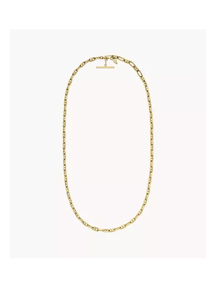 Fossil - Collier maille ancre acier doré - Réf JA7209710