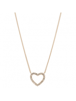 Fossil - Collier Sadie acier, pendentif coeur ajouré - Réf JF03086791