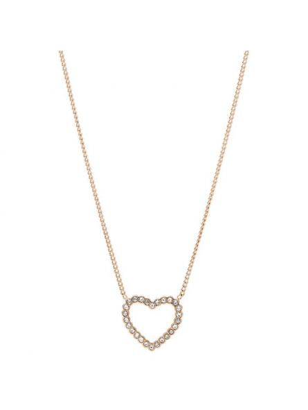 Fossil - Collier Sadie acier, pendentif coeur ajouré - Réf JF03086791