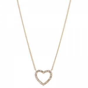 Fossil - Collier Sadie acier, pendentif coeur ajouré - Réf JF03086791