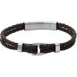 Fossil - Bracelet D-Link acier et cuir marron - Réf JF04203040