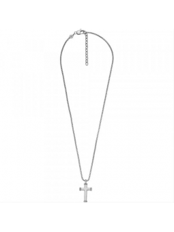 Fossil - Collier acier et croix  - Réf JF04401040