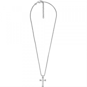 Fossil - Collier acier et croix  - Réf JF04401040