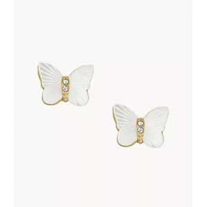 Fossil - Boucles d'oreilles acier doré, papillons en nacre - Réf JF04422710