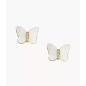 Fossil - Boucles d'oreilles acier doré, papillons en nacre - Réf JF04422710