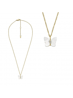 Fossil - Collier acier et papillon en nacre - Réf JF04424710