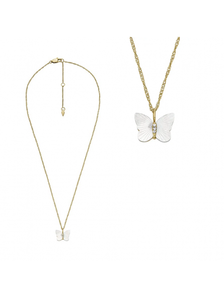 Fossil - Collier acier et papillon en nacre - Réf JF04424710