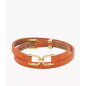 Fossil - Bracelet Multirang, acier doré et cuir orange - Réf JF04437710