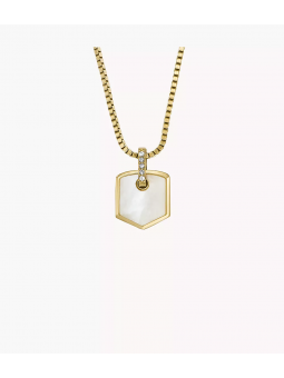 Fossil - Collier acier doré et nacre - Réf JF04529710