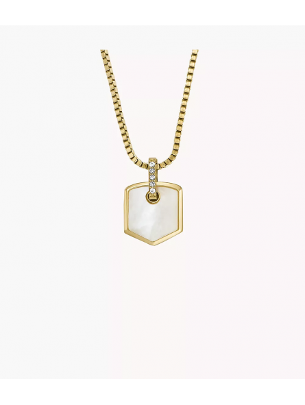 Fossil - Collier acier doré et nacre - Réf JF04529710