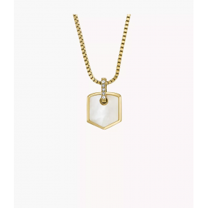 Fossil - Collier acier doré et nacre - Réf JF04529710