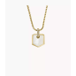 Fossil - Collier acier doré et nacre - Réf JF04529710