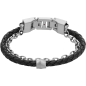 Fossil - Bracelet acier et cuir noir - Réf JF04556040