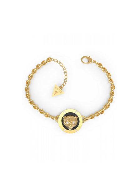 Guess - Bracelet acier doré motif lion - Réf JUBB01363YGBKS