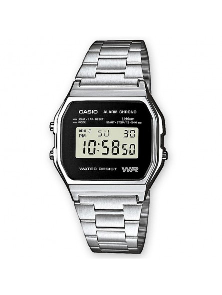 CASIO VINTAGE NOIR ACIER GRIS A158WEA-1EF