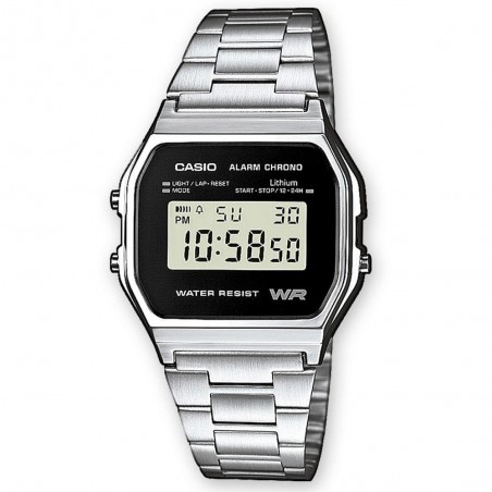 CASIO VINTAGE NOIR ACIER GRIS A158WEA-1EF