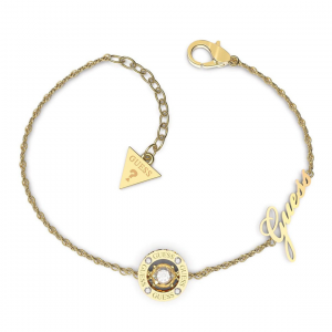 Guess - Bracelet acier doré motif strass - Réf JUBB01462JWYGS