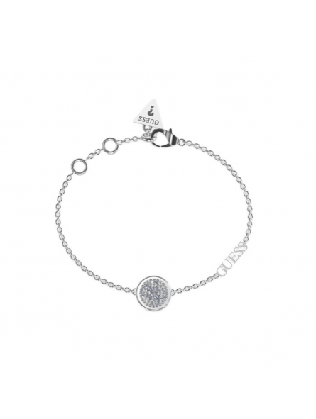 Guess - Bracelet acier rhodié, médaille en oxyde de zirconium - Réf JUBB03125JWRHS