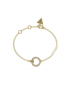 Guess - Bracelet acier doré, motif cercles et oxyde de zirconium - Réf JUBB03162JWYGS