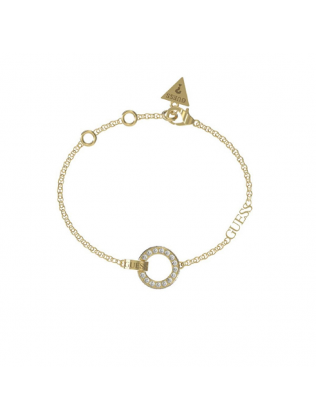 Guess - Bracelet acier doré, motif cercles et oxyde de zirconium - Réf JUBB03162JWYGS
