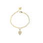 Guess - Bracelet acier doré, motif coeur et oxyde de zirconium - Réf JUBB03250JWYGS