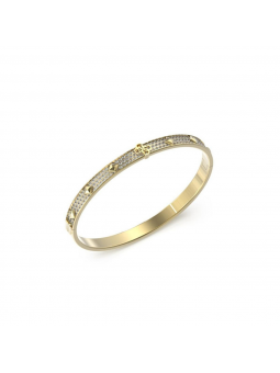 Guess - Bracelet jonc acier doré et oxyde de zirconium - Réf JUBB03276JWYGS